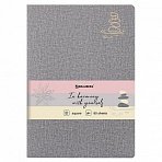 Тетрадь 60 л. в клетку обложка кожзам под рогожку, сшивка, B5 (179×250мм), СЕРЫЙ, BRAUBERG HARMONY