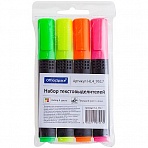 Набор текстовыделителей OfficeSpace 4цв., 1-4мм, чехол с европодвесом