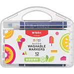Фломастеры MG смываемые, мягкая кисть, 12 цветов в наборе