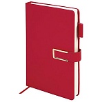 Ежедневник недатированный А5 143×210мм BRAUBERG Deluxe, под кожу, магнит 160л, красный