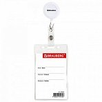 Бейдж вертикальный (90×60 мм)с держателем-рулеткой 70 смбелыйBRAUBERG238243