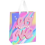 Пакет подарочный 11×14×6.5см MESHU «Love», голографический картон