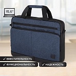 Сумка-портфель BRAUBERG «Forward» с отделением для ноутбука 15.6", темно-синяя, 29×40х9 см