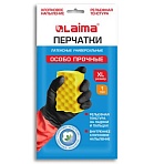 Перчатки МНОГОРАЗОВЫЕ латексные LAIMA «БИКОЛОР» черно-красные, ОСОБО ПРОЧНЫЕ, хлопковое напыление, размер XL (оч. большой), вес 64 г