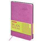 Ежедневник датированный 2026 А5 138×213 мм, BRAUBERG «Stylish», под кожу, гибкий, розовый