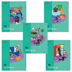 Тетрадь А5 48 л., HATBER скоба, клетка, обложка картон, «Dog mafia» (микс в спайке), 083566