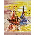 Алмазная мозаика ТРИ СОВЫ «Закат на море», 30×40см, холст на деревянном подрамнике, картонная коробка с пластиковой ручкой