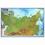 Карта России физическая 116×80 см, 1:7.5М, с ламинацией, интерактивная, в тубусе, BRAUBERG