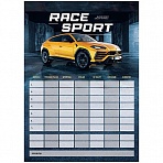 Магнитный планер расписание уроков с маркером А3 ArtSpace «Пиши-Стирай. Race Sport»