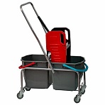 Тележка уборочная Eco-Force, 2 съемных ведра по 25 л, отжим, металлический каркас, бесшумные колеса