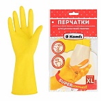 Перчатки МНОГОРАЗОВЫЕ латексные «Для деликатной уборки», размер XL (очень большой), вес 32 г, KOMFI