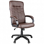Кресло руководителя Helmi HL-E80 «Ornament», экокожа коричневая, мягкий подлокотник