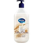 Крем-мыло AURA Шелк и рисовое молочко Silky Cream флакон/дозатор, 1000мл