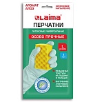 Перчатки МНОГОРАЗОВЫЕ латексные LAIMA, С АРОМАТОМ АЛОЭ, зеленые, хлопчатобумажное напыление, размер L (большой), вес 55 г