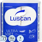 Бумага туалетная LUSCAN Deluxe 3-сл., белая с тисн.,8рул./уп. 