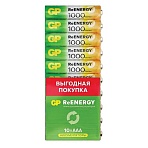 Батарейки аккумуляторные GP ReEnergy Ni-Mh мизинчиковые КОМПЛЕКТ 10 шт., ААА (HR03), 950 mAh, 100AAAHCRGY