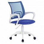Кресло BRABIX «Fly MG-396W», с подлокотниками, пластик белый, сетка, темно-синее с рисунком «Space», 532405