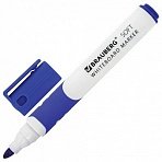 Маркер для доски BRAUBERG SOFT, СИНИЙ, резиновая вставка, круглый наконечник, 5 мм
