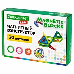 Магнитный конструктор MAGNETIC BLOCKS, 30 магнитных деталей, BRAUBERG KIDS