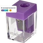 Точилка Attache Economy на 1 отв, прямоугольн., c прозр. контейнером, ассорти