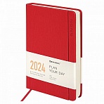 Ежедневник датированный 2024 А5 138×213 мм, BRAUBERG «Flap», под кожу, органайзер, красный