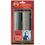 Карандаши акварельные Koh-I-Noor «Mondeluz Grey Line», 12цв., заточен., металл. пенал, блистер
