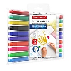 Маркеры для ткани 10 ЦВЕТОВ, TEXTILE MARKER, несмываемые, круглый наконечник 1-3 мм, BRAUBERG