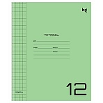Тетрадь 12л., крупная клетка BG «UniTone. Green», пластиковая прозрачная обложка