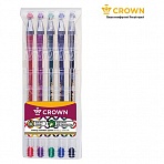 Набор гелевых ручек Crown «Hi-Jell Color» 5шт., 5цв., 0.5мм, ПВХ уп., европодвес