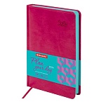 Ежедневник датированный 2026, А5, 138×213 мм, BRAUBERG «Rainbow», под кожу, розовый