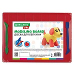 Доска для лепки А4, 280×200 мм, BRAUBERG KIDS, красная, 7 отделений для пластилина, 2 стека