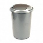Ведро мусорное 12 л с крышкой-вертушкой пластиковое серый металлик