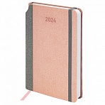 Ежедневник датированный 2024 А5 138×213 мм, BRAUBERG «Mosaic», под кожу, розовый