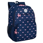 Рюкзак GRIZZLY школьный, анатомическая спинка, 2 отделения, для девочек, «PINK BOWS», 39×30х20 см