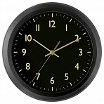 Часы настенные ход плавный, Troyka 23230239, круглые, 25×25×3.5 черная рамка