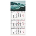 Календарь квартальный на 2026 г., 3 блока, 3 гребня, бегунок, мелованная бумага, BRAUBERG, «Туманный лес»