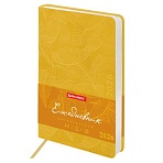 Ежедневник датированный 2026 А5 138×213 мм, BRAUBERG «Foliage», под кожу, гибкий, желтый