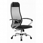 Кресло для руководителя Metta-16 черное (искусственная кожа/хромированный металл/сетка)